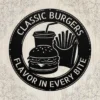 Personalized Burger Metal Sign Custom Kitchen Art Decor Personalized burger metal sign in 16 gauge steel for kitchen wall decor, custom fast food plaque for restaurant, diner and gift art.