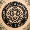 Personalized Celtic Knot Metal Art Sign Couple Names Wall Decor Personalized Celtic knot metal art sign in 16 gauge steel for couple name wall decor, custom wedding anniversary plaque and romantic home gift.
