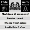 Personalized Checkered Flag Metal Sign – Racing Wall Decor Personalized checkered flag metal art sign in 16 gauge steel for racing wall decor, custom garage plaque for car lovers and motorsport fans.