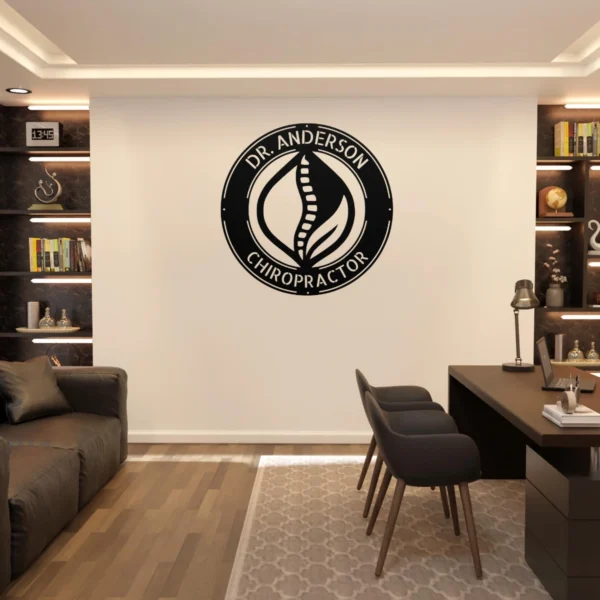 Personalized Chiropractor Metal Wall Sign Custom Spine Design Clinic Decor Personalized chiropractor metal wall sign in 16 gauge steel with spine design for clinic decor, custom chiropractic office plaque and professional gift.