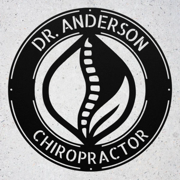 Personalized Chiropractor Metal Wall Sign Custom Spine Design Clinic Decor Personalized chiropractor metal wall sign in 16 gauge steel with spine design for clinic decor, custom chiropractic office plaque and professional gift.