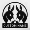 Personalized couple donkeys metal sign in 16 gauge steel for farm wall decor, custom animal plaque for barn, farmhouse and gift art.