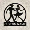 Personalized Couple Line Dancing Sign Country Dance Metal Art Personalized couple line dancing sign in 16 gauge steel for country dance wall decor, custom name plaque and romantic couple gift art.