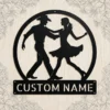 Personalized couple line dancing sign in 16 gauge steel for country dance wall decor, custom name plaque and romantic couple gift art.