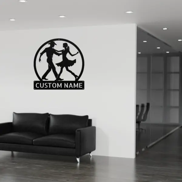 Personalized Couple Line Dancing Sign Country Dance Metal Art Personalized couple line dancing sign in 16 gauge steel for country dance wall decor, custom name plaque and romantic couple gift art.
