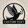 Personalized Dove Bird Metal Sign Custom Decor For Home And Garden Personalized dove bird metal sign in 16 gauge steel for laser-cut wall decor, custom home plaque for bird lovers, memorial and gift art.