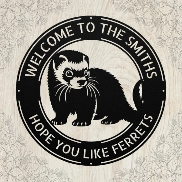 Personalized Ferret Metal Art Sign Custom Pet Wall Decor Personalized ferret metal art sign in 16 gauge steel for pet wall decor, custom ferret lover plaque for home, laser cut animal gift sign.