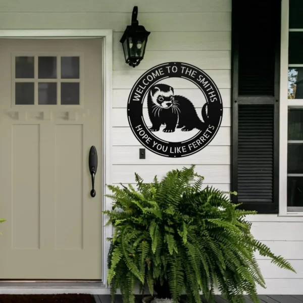 Personalized Ferret Metal Art Sign Custom Pet Wall Decor Personalized ferret metal art sign in 16 gauge steel for pet wall decor, custom ferret lover plaque for home, laser cut animal gift sign.