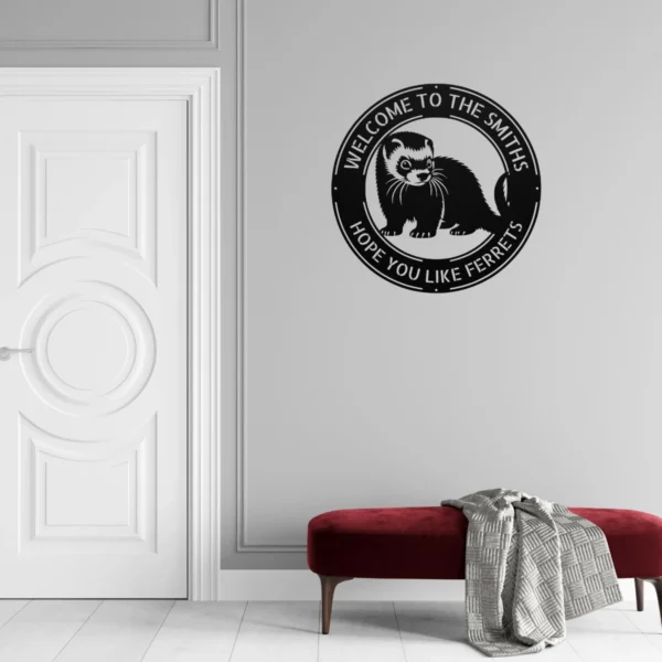 Personalized Ferret Metal Art Sign Custom Pet Wall Decor Personalized ferret metal art sign in 16 gauge steel for pet wall decor, custom ferret lover plaque for home, laser cut animal gift sign.
