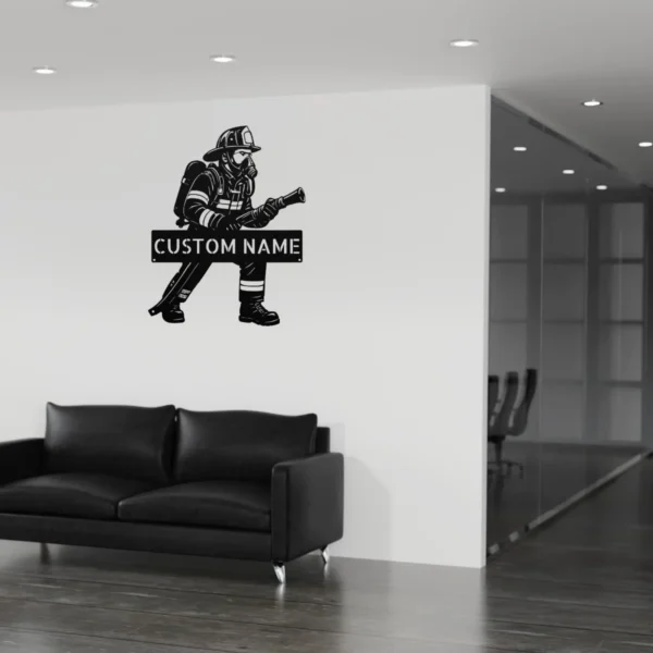 Personalized Firefighter Metal Art Sign Custom Fire Department Decor Personalized firefighter metal art sign in 16 gauge steel for fire department wall decor, custom name plaque for firefighters and hero gift art.