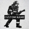 Personalized Firefighter Metal Art Sign Custom Fire Department Decor Personalized firefighter metal art sign in 16 gauge steel for fire department wall decor, custom name plaque for firefighters and hero gift art.