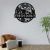 Personalized fruits metal sign in 16 gauge steel for kitchen wall decor, custom tropical plaque for home, café, fruit shop and gift art.