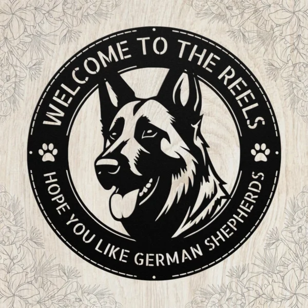 Personalized German Shepherd Metal Sign Custom Family Name Decor Personalized German Shepherd metal sign in 16 gauge steel for pet wall decor, custom family name plaque for home and strong dog lover gift art.