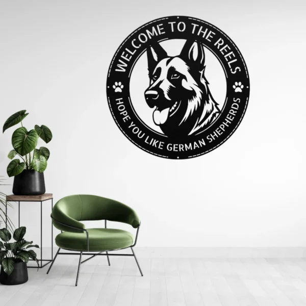 Personalized German Shepherd Metal Sign Custom Family Name Decor Personalized German Shepherd metal sign in 16 gauge steel for pet wall decor, custom family name plaque for home and strong dog lover gift art.
