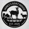 Personalized Goat House Metal Sign Farm Barn Wall Art Decor Personalized goat house metal sign in 16 gauge steel for farm barn wall decor, custom goat farm plaque for outdoor use and rustic gift art.