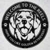 Personalized Golden Retriever metal dog sign in 16 gauge steel for pet wall decor, custom family name plaque for home and dog lover gift art.