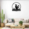Personalized golf player metal art sign in 16 gauge steel for golf wall decor, custom golfer plaque for putting green, garage and gift art.