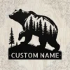 Personalized Grizzly Bear Metal Sign Wildlife Wall Art Decor Personalized grizzly bear metal sign in 16 gauge steel for wildlife wall decor, custom cabin plaque for bear lovers, rustic home and gift art.