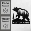 Personalized Grizzly Bear Metal Sign Wildlife Wall Art Decor Personalized grizzly bear metal sign in 16 gauge steel for wildlife wall decor, custom cabin plaque for bear lovers, rustic home and gift art.