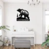 Personalized Grizzly Bear Metal Sign Wildlife Wall Art Decor Personalized grizzly bear metal sign in 16 gauge steel for wildlife wall decor, custom cabin plaque for bear lovers, rustic home and gift art.