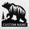 Personalized Grizzly Bear Metal Sign Wildlife Wall Art Decor Personalized grizzly bear metal sign in 16 gauge steel for wildlife wall decor, custom cabin plaque for bear lovers, rustic home and gift art.