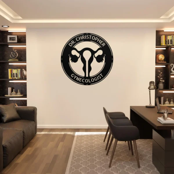 Personalized Gynecologist Metal Art Sign Custom Office Wall Decor Personalized gynecologist metal art sign in 16 gauge steel for clinic wall decor, custom women’s health office plaque and professional doctor gift.