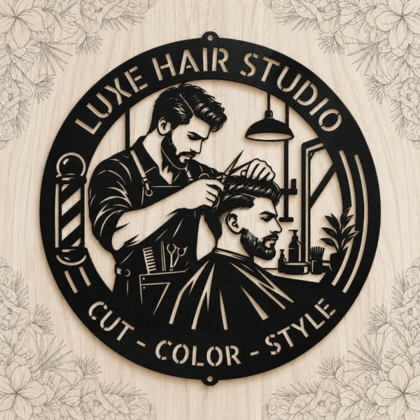 Personalized Hair Dresser Metal Sign Custom Barber Shop Art Decor Personalized hair dresser metal sign in 16 gauge steel for barber shop wall decor, custom salon plaque for stylists, studio and gift art.