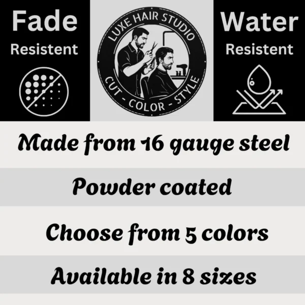 Personalized Hair Dresser Metal Sign Custom Barber Shop Art Decor Personalized hair dresser metal sign in 16 gauge steel for barber shop wall decor, custom salon plaque for stylists, studio and gift art.