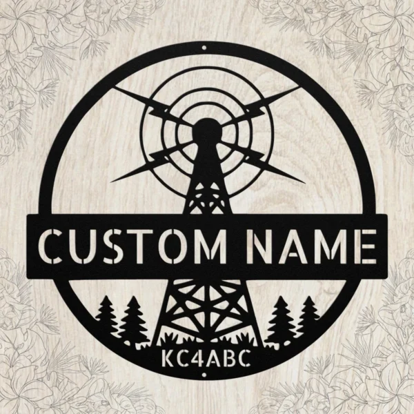 Personalized Ham Radio Metal Art Sign Custom Call Sign Wall Decor Personalized ham radio metal sign in 16 gauge steel with custom call sign for amateur radio shack wall decor and operator gift plaque.