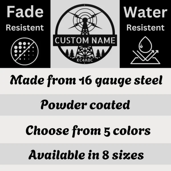 Personalized Ham Radio Metal Art Sign Custom Call Sign Wall Decor Personalized ham radio metal sign in 16 gauge steel with custom call sign for amateur radio shack wall decor and operator gift plaque.