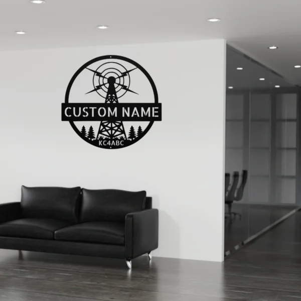 Personalized Ham Radio Metal Art Sign Custom Call Sign Wall Decor Personalized ham radio metal sign in 16 gauge steel with custom call sign for amateur radio shack wall decor and operator gift plaque.