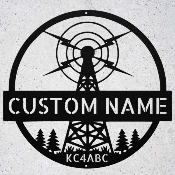 Personalized Ham Radio Metal Art Sign Custom Call Sign Wall Decor Personalized ham radio metal sign in 16 gauge steel with custom call sign for amateur radio shack wall decor and operator gift plaque.