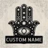 Personalized Hamsa Hand metal sign in 16 gauge steel for spiritual wall decor, Hand of Fatima home plaque for protection, housewarming gift art.