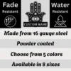 Personalized Hamsa Hand metal sign in 16 gauge steel for spiritual wall decor, Hand of Fatima home plaque for protection, housewarming gift art.