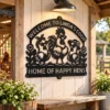Personalized Hens Metal Art Sign Chicken Coop Decor Personalized hens metal art sign in 16 gauge steel for chicken coop wall decor, custom farm name plaque for rustic home and country gift art.