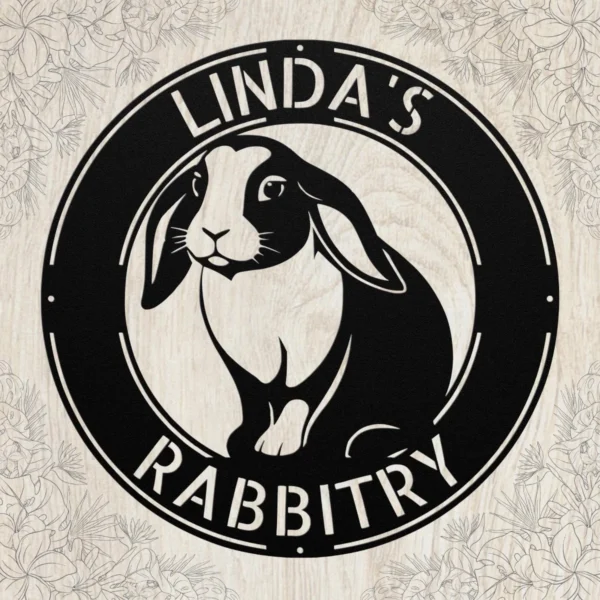 Personalized Holland Lop Rabbit Metal Sign Custom Bunny Art Personalized Holland Lop rabbit metal sign in 16 gauge steel for bunny wall decor, custom rabbit name plaque for rabbitry, pet lover gift art.