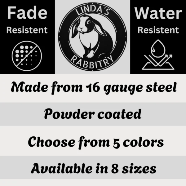 Personalized Holland Lop Rabbit Metal Sign Custom Bunny Art Personalized Holland Lop rabbit metal sign in 16 gauge steel for bunny wall decor, custom rabbit name plaque for rabbitry, pet lover gift art.