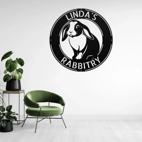 Personalized Holland Lop Rabbit Metal Sign Custom Bunny Art Personalized Holland Lop rabbit metal sign in 16 gauge steel for bunny wall decor, custom rabbit name plaque for rabbitry, pet lover gift art.