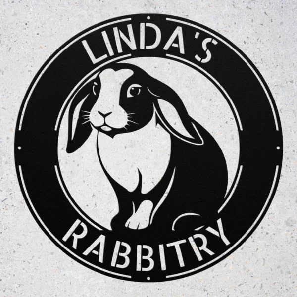 Personalized Holland Lop Rabbit Metal Sign Custom Bunny Art Personalized Holland Lop rabbit metal sign in 16 gauge steel for bunny wall decor, custom rabbit name plaque for rabbitry, pet lover gift art.