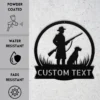 Personalized hunter dog metal sign in 16 gauge steel for hunting wall decor, custom cabin plaque for hunters, dog lovers and rustic gift art.