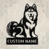 Personalized Husky Dog Metal Sign Custom Pet Wall Decor Personalized husky dog metal art sign in 16 gauge steel for pet wall decor, custom dog name plaque and home gift for husky lovers.