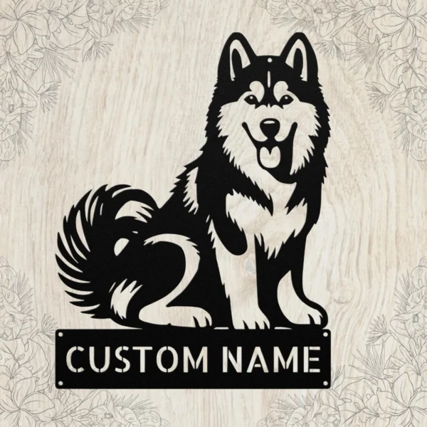 Personalized Husky Dog Metal Sign Custom Pet Wall Decor Personalized husky dog metal art sign in 16 gauge steel for pet wall decor, custom dog name plaque and home gift for husky lovers.