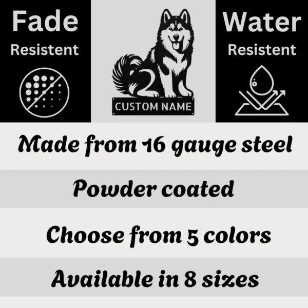 Personalized Husky Dog Metal Sign Custom Pet Wall Decor Personalized husky dog metal art sign in 16 gauge steel for pet wall decor, custom dog name plaque and home gift for husky lovers.