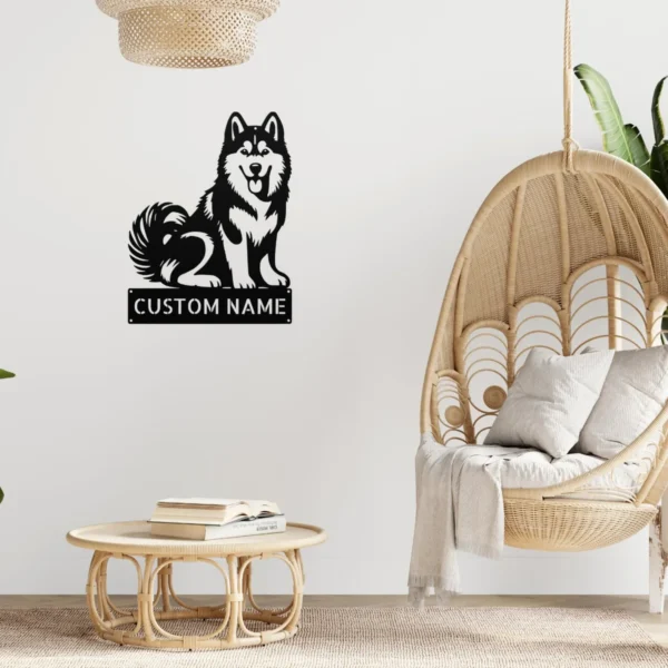 Personalized Husky Dog Metal Sign Custom Pet Wall Decor Personalized husky dog metal art sign in 16 gauge steel for pet wall decor, custom dog name plaque and home gift for husky lovers.