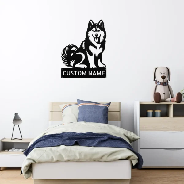 Personalized Husky Dog Metal Sign Custom Pet Wall Decor Personalized husky dog metal art sign in 16 gauge steel for pet wall decor, custom dog name plaque and home gift for husky lovers.