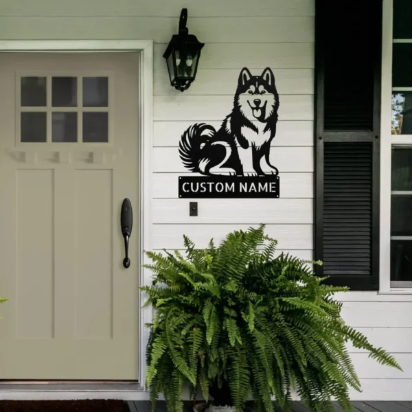 Personalized Husky Dog Metal Sign Custom Pet Wall Decor Personalized husky dog metal art sign in 16 gauge steel for pet wall decor, custom dog name plaque and home gift for husky lovers.