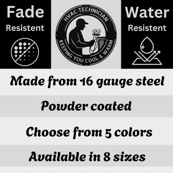 Personalized Hvac Technician Metal Sign Custom Heating & Cooling Wall Decor Personalized HVAC technician metal sign in 16 gauge steel for heating and cooling service wall decor, custom repair shop plaque and trade gift.