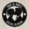 Personalized Kissing Couple Metal Sign Romantic Art Decor Personalized kissing couple metal sign in 16 gauge steel for romantic wall decor, custom couple plaque for wedding, anniversary and gift art.
