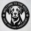 Personalized Labrador Retriever Dog Sign Custom Family Name Metal Decor Personalized Labrador Retriever Dog Sign in 16 gauge steel for pet wall decor, custom family name plaque for home and dog lover gift art.