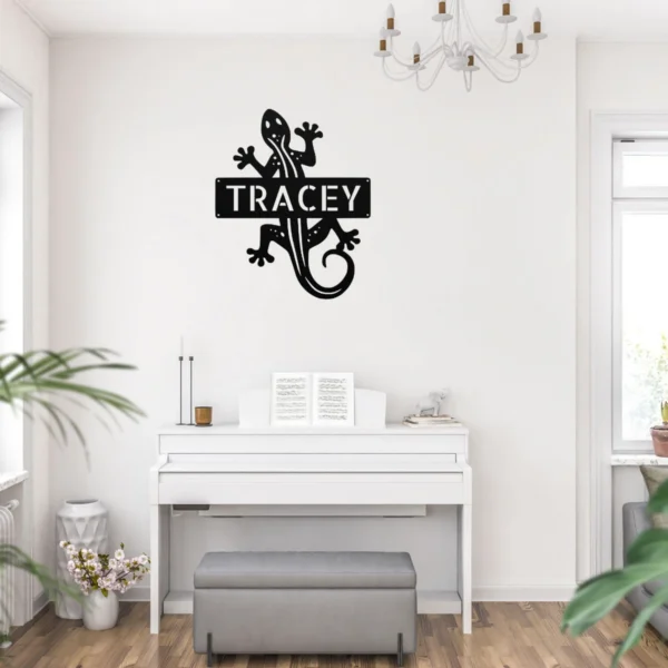 Personalized Lizard Metal Sign Reptile Wall Decor Personalized lizard metal sign in 16 gauge steel for reptile wall decor, custom animal plaque for home, garden, terrarium room and gift art.